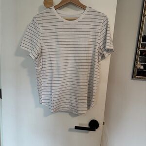 Lululemon Women’s White Striped Crew Neck T-Shirt